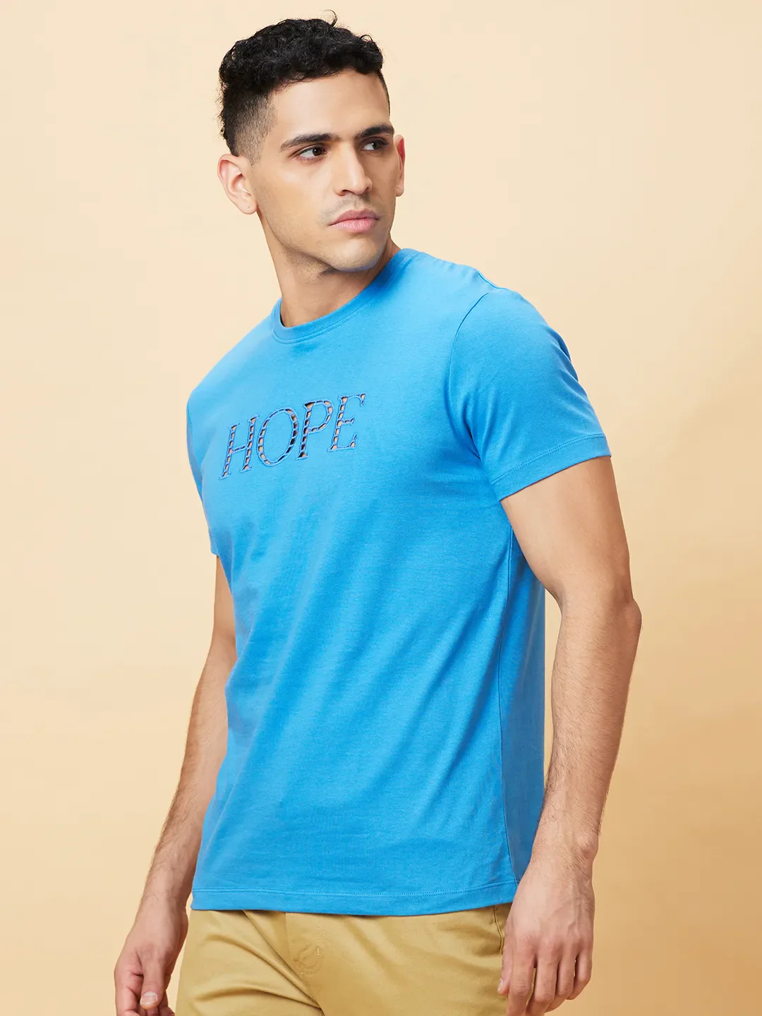 Blue Regular Fit Round Neck Men's T-Shirt by Being Human Clothing - Image 4