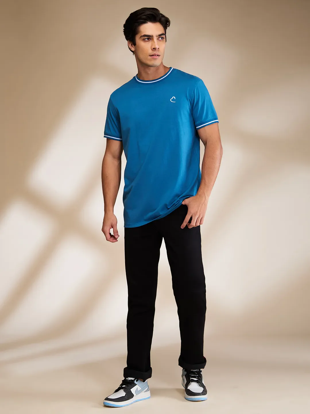 Blue Regular Fit Round Neck Men's T-Shirt by Being Human Clothing - Image 2