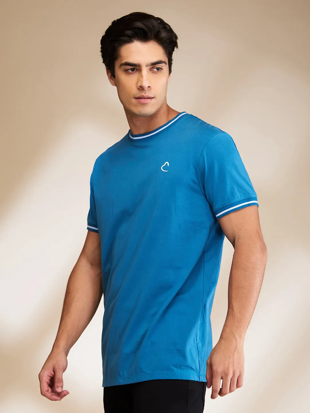 Blue Regular Fit Round Neck Men's T-Shirt by Being Human Clothing - Image 4