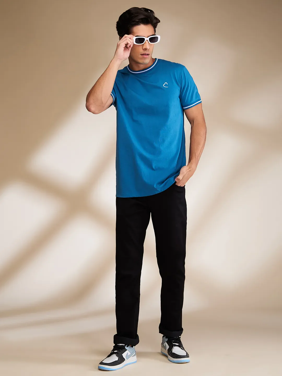 Blue Regular Fit Round Neck Men's T-Shirt by Being Human Clothing - Image 6