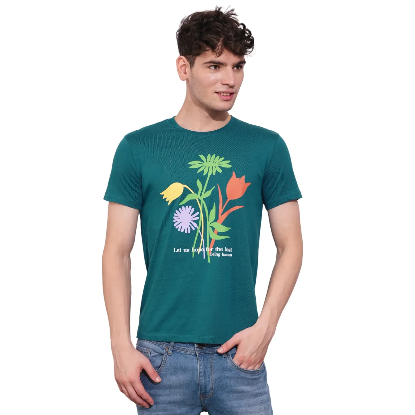 Blue Regular Fit Men's Short Sleeves T-Shirt by Being Human Clothing
