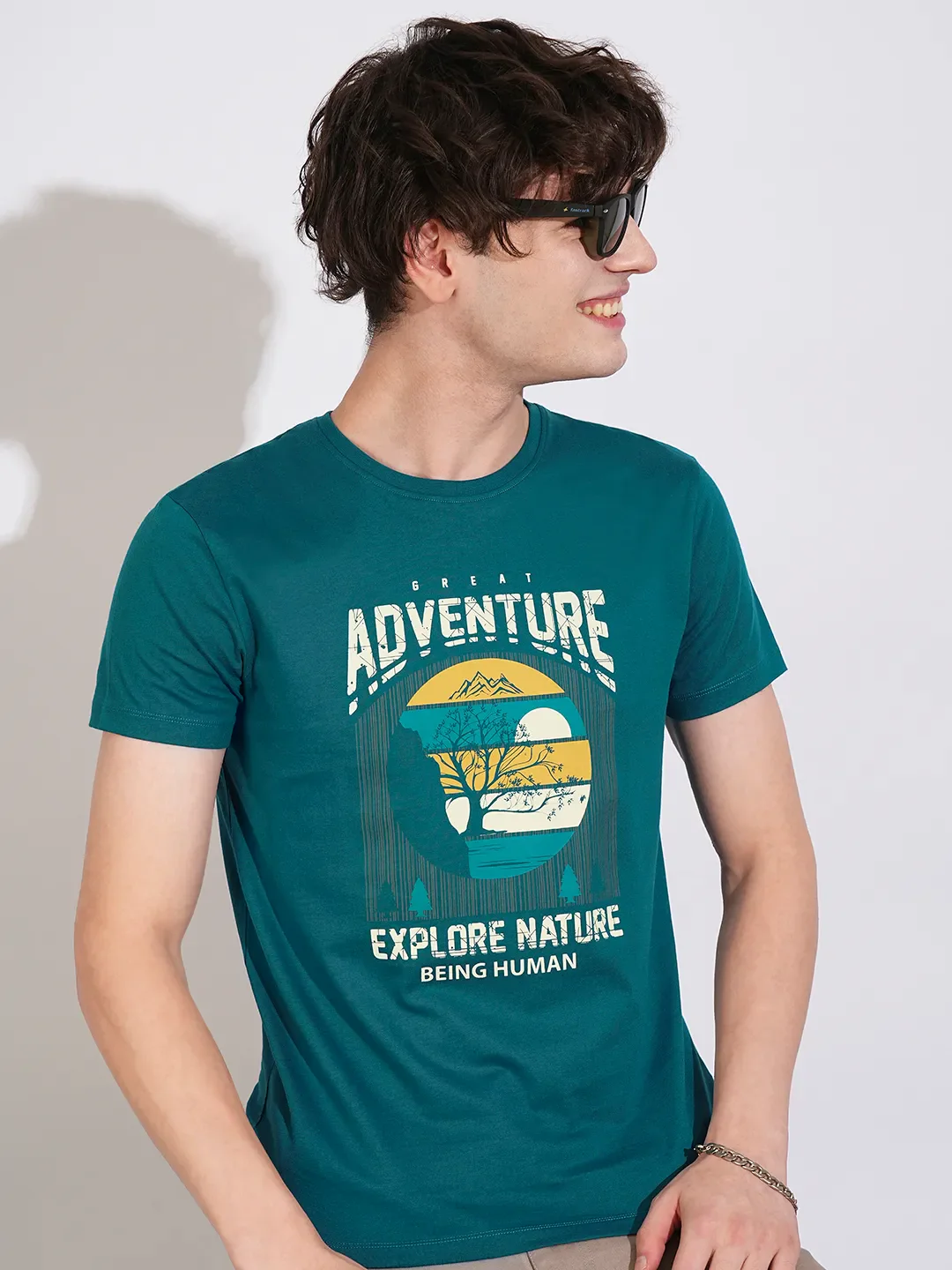 Blue Regular Fit Men's Short Sleeves T-Shirt by Being Human Clothing - Image 6