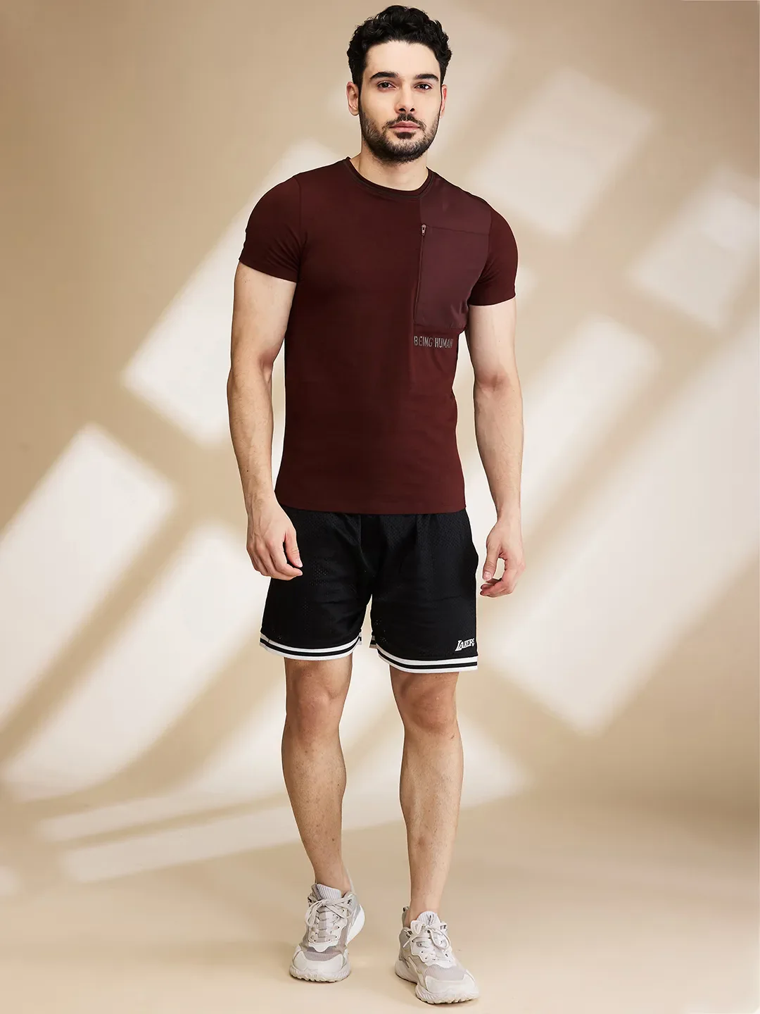 Brown Slim Fit Round Neck Men's T-Shirt by Being Human Clothing - Image 2