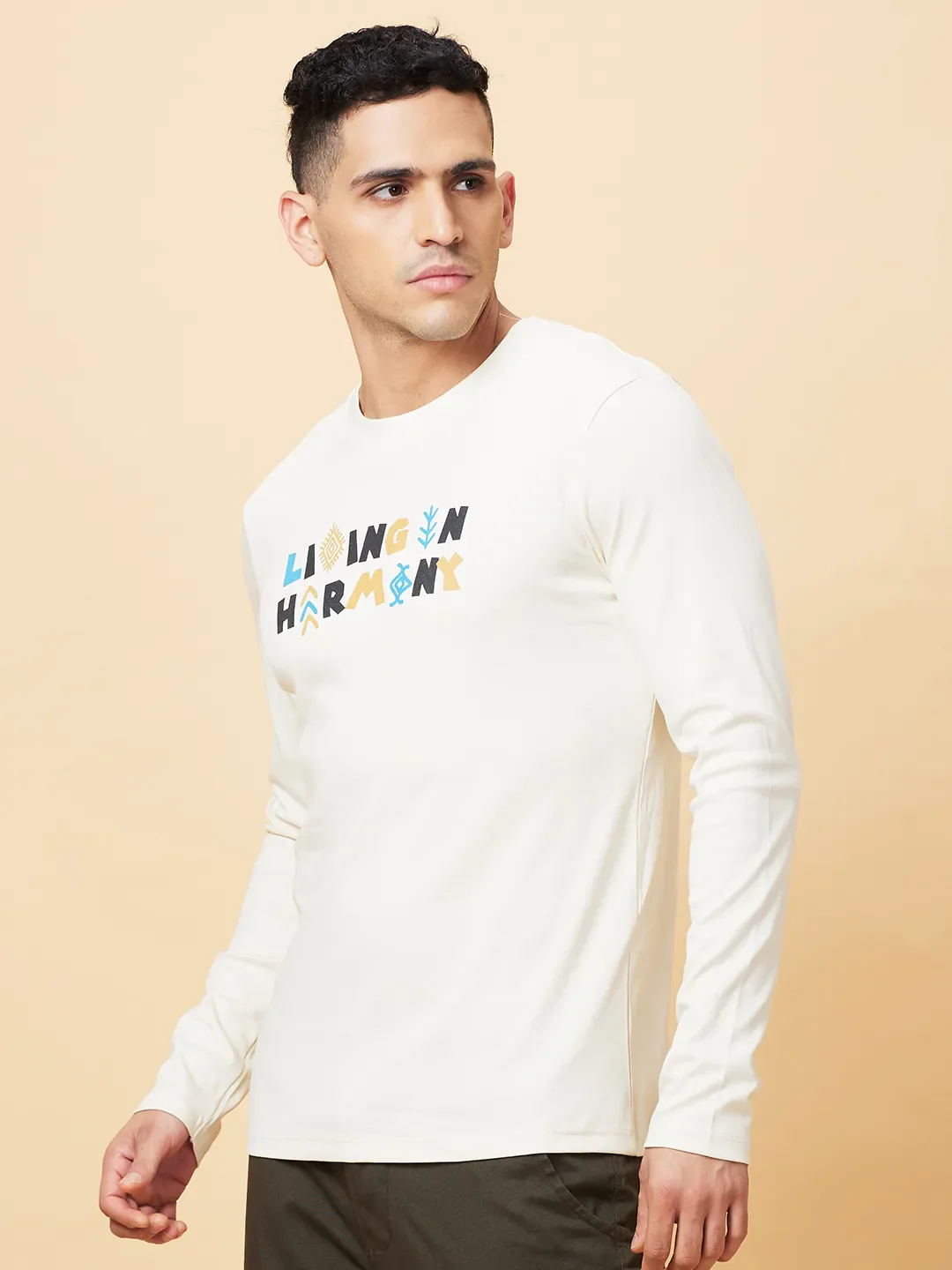 Chalk Regular Fit Round Neck Men's T-Shirt by Being Human Clothing - Image 4
