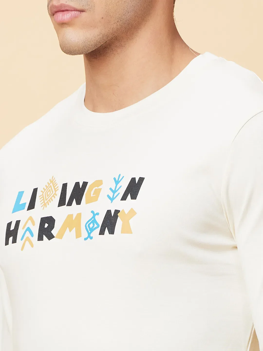 Chalk Regular Fit Round Neck Men's T-Shirt by Being Human Clothing - Image 5