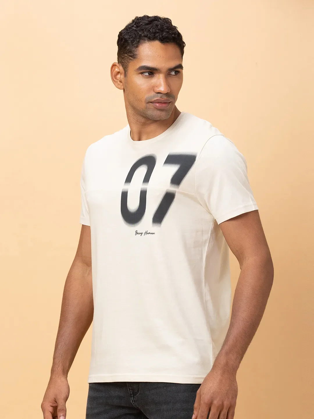 Chalk Slim Fit Round Neck Men's T-Shirt by Being Human Clothing - Image 4