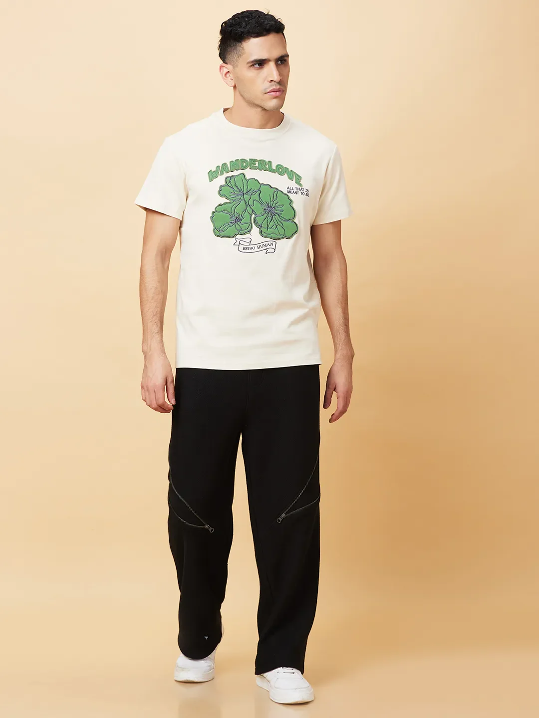Chalk Regular Fit Round Neck Men's T-Shirt by Being Human Clothing - Image 2