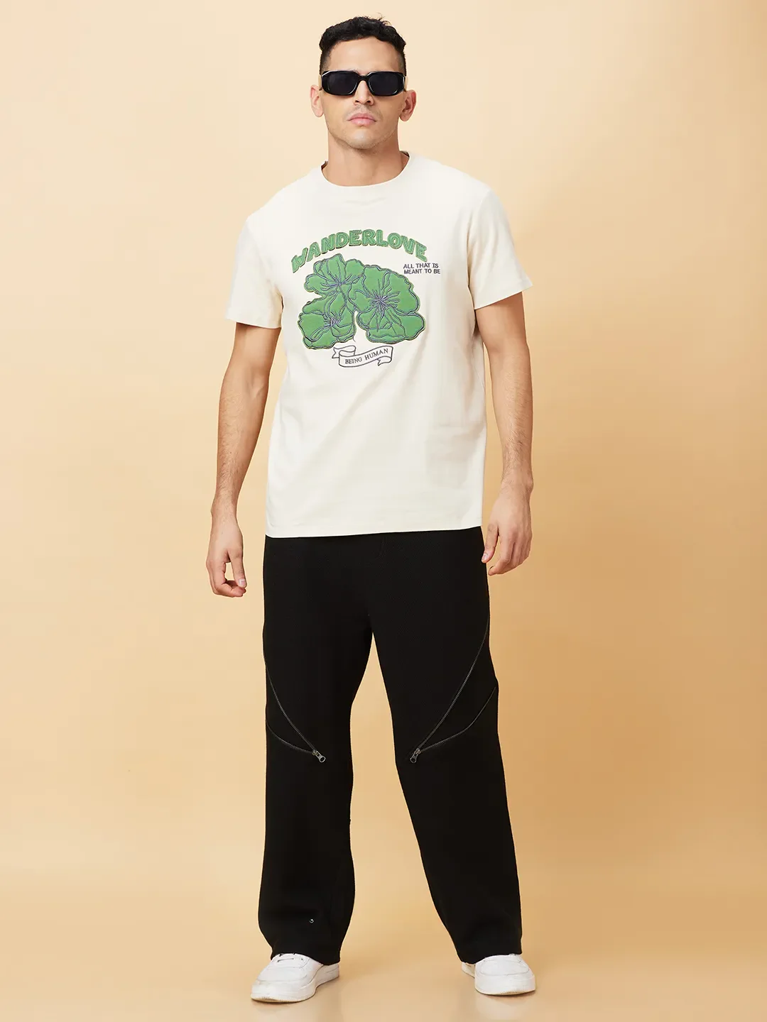 Chalk Regular Fit Round Neck Men's T-Shirt by Being Human Clothing - Image 6