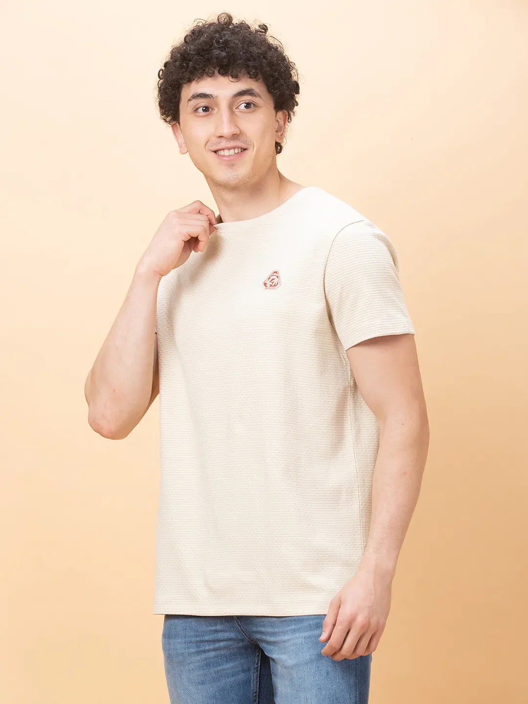 Chalk Regular Fit Round Neck Men's T-Shirt by Being Human Clothing - Image 4