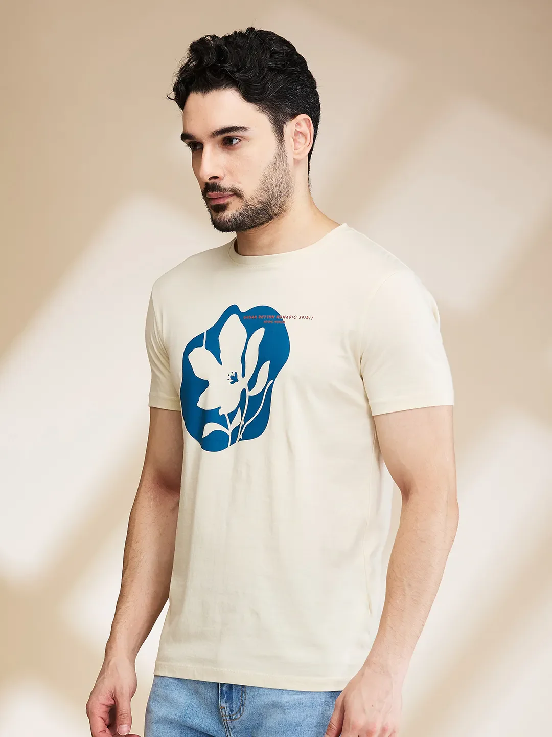 Chalk Regular Fit Round Neck Men's T-Shirt by Being Human Clothing - Image 4