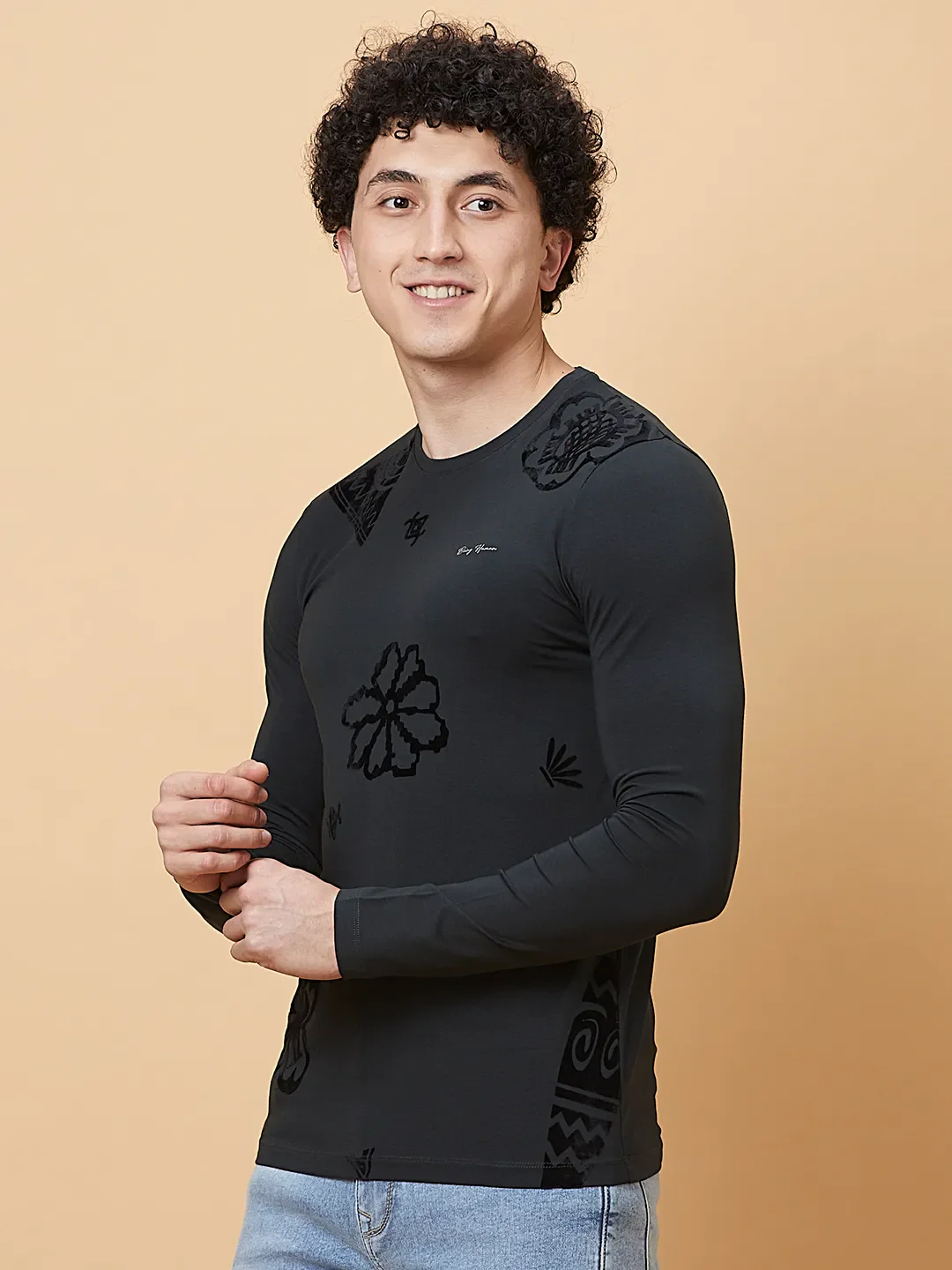 Charcoal Regular Fit Round Neck Men's T-Shirt by Being Human Clothing - Image 4