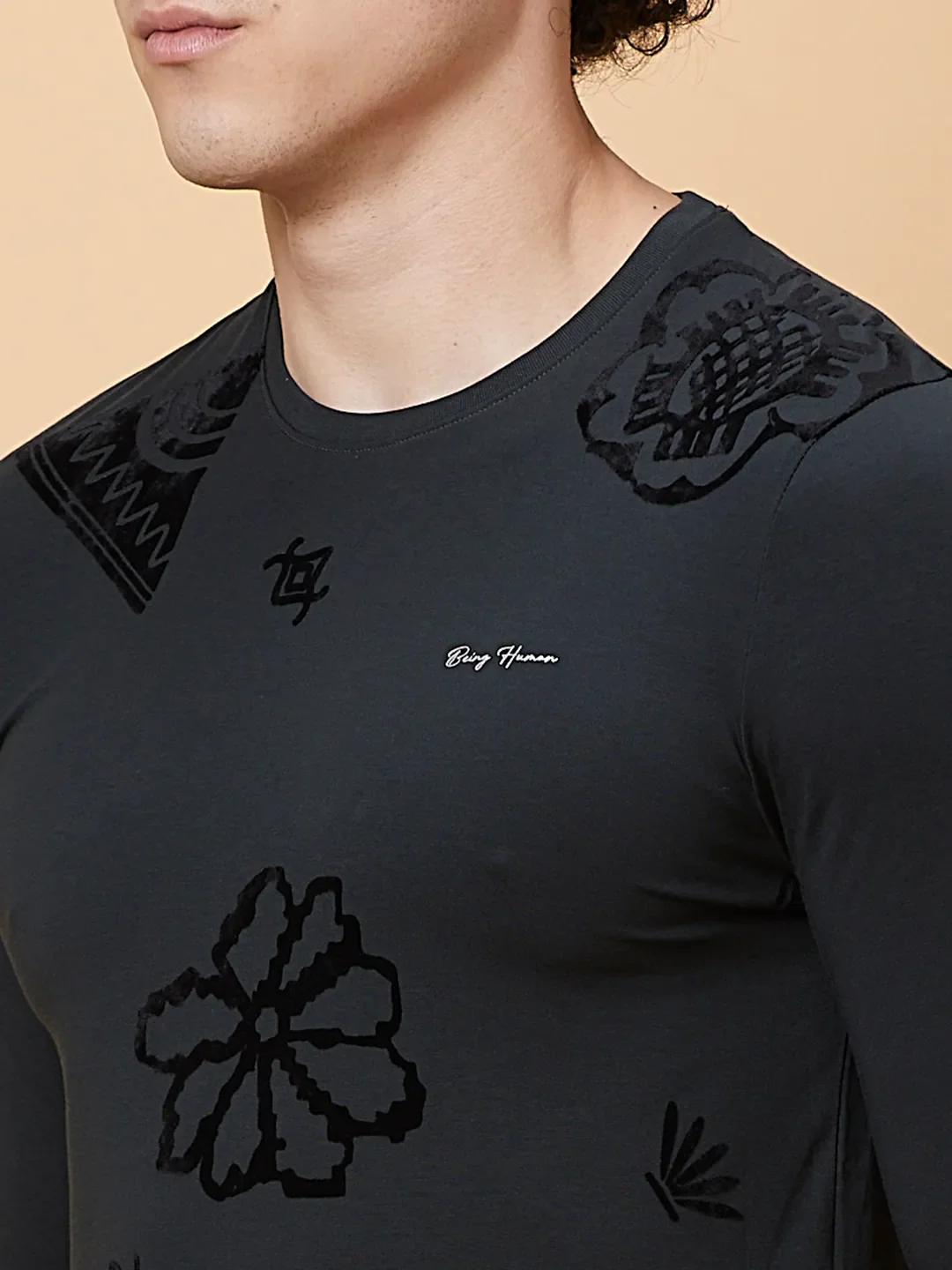 Charcoal Regular Fit Round Neck Men's T-Shirt by Being Human Clothing - Image 5