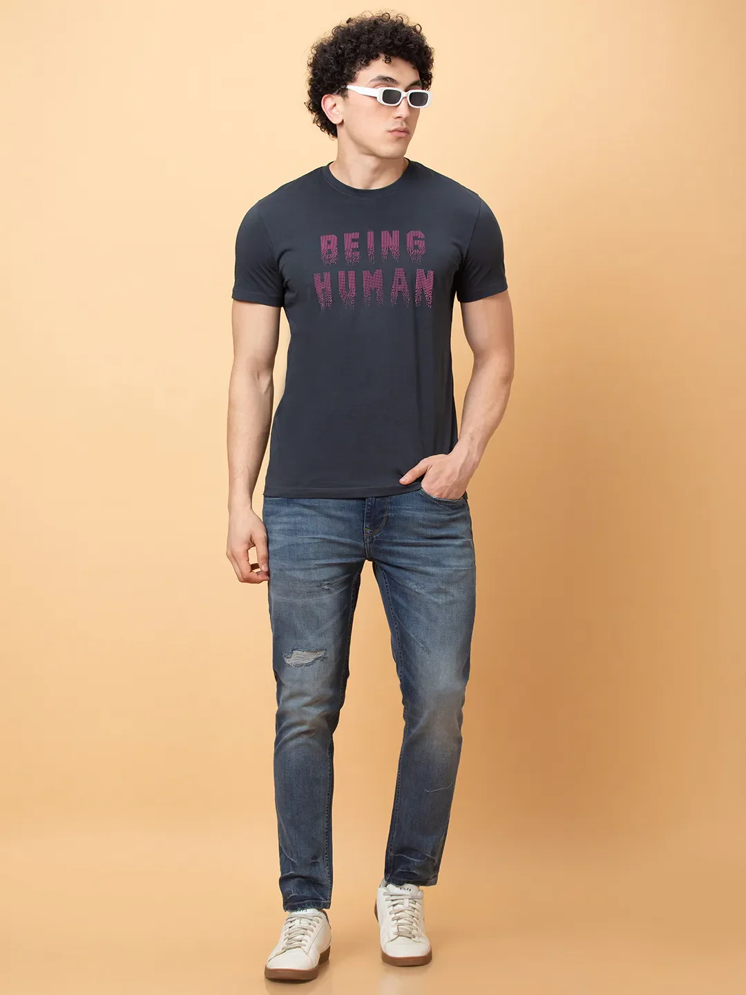 Charcoal Regular Fit Round Neck Men's T-Shirt by Being Human Clothing - Image 6