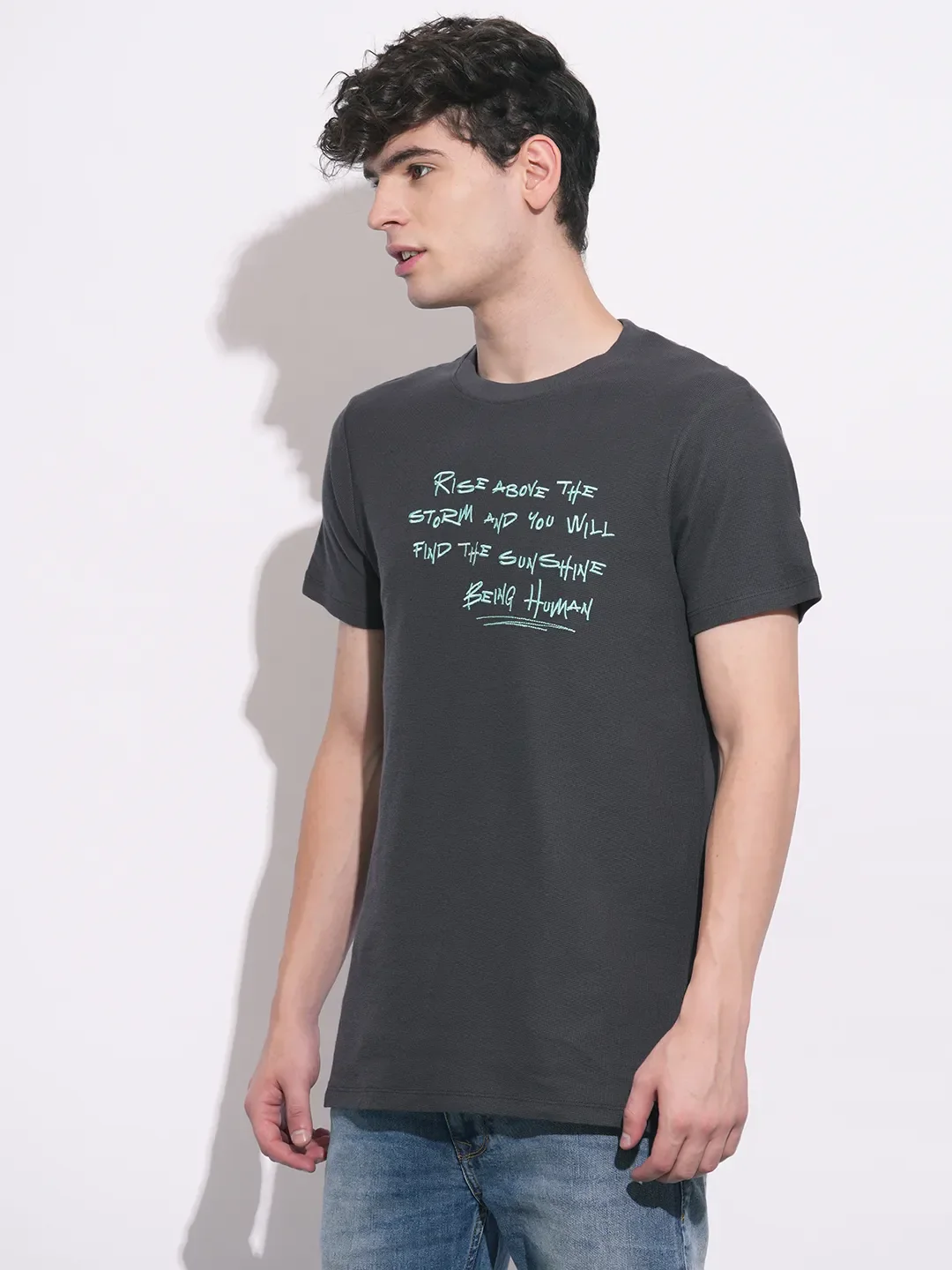 Charcoal Easy Fit Round Neck Men's T-Shirt by Being Human Clothing - Image 2