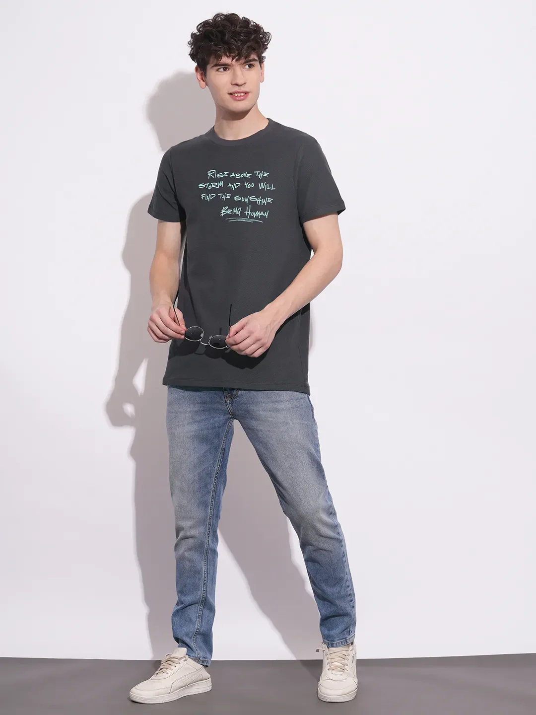 Charcoal Easy Fit Round Neck Men's T-Shirt by Being Human Clothing - Image 4