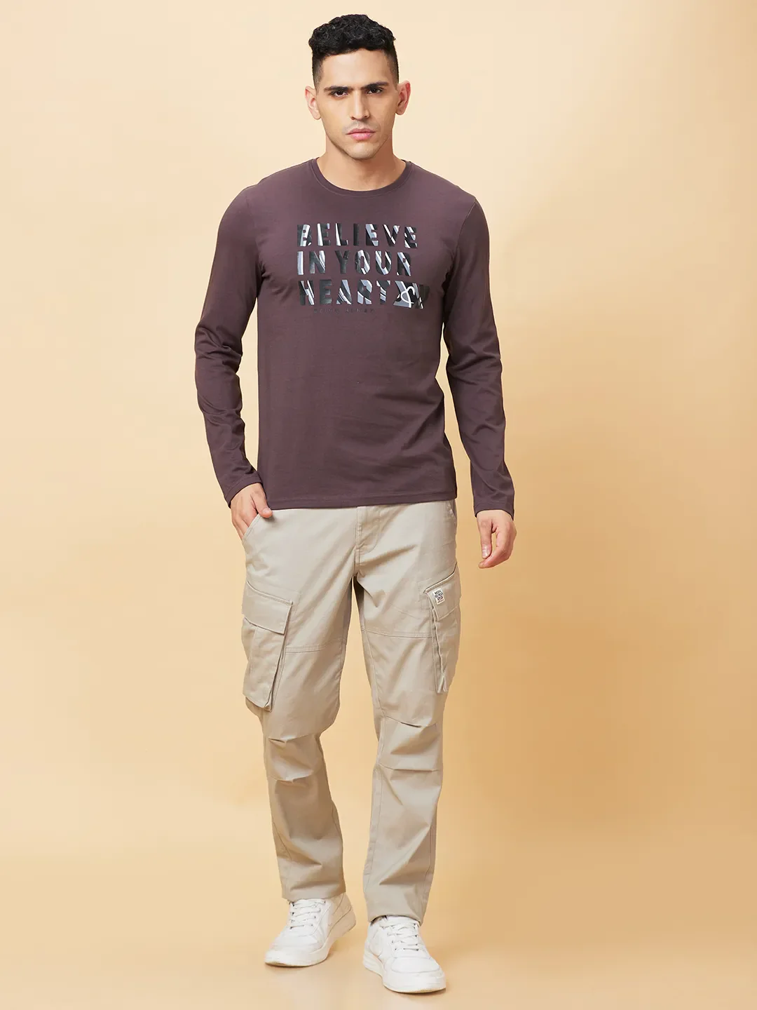 Coffee Regular Fit Round Neck Men's T-Shirt by Being Human Clothing - Image 2