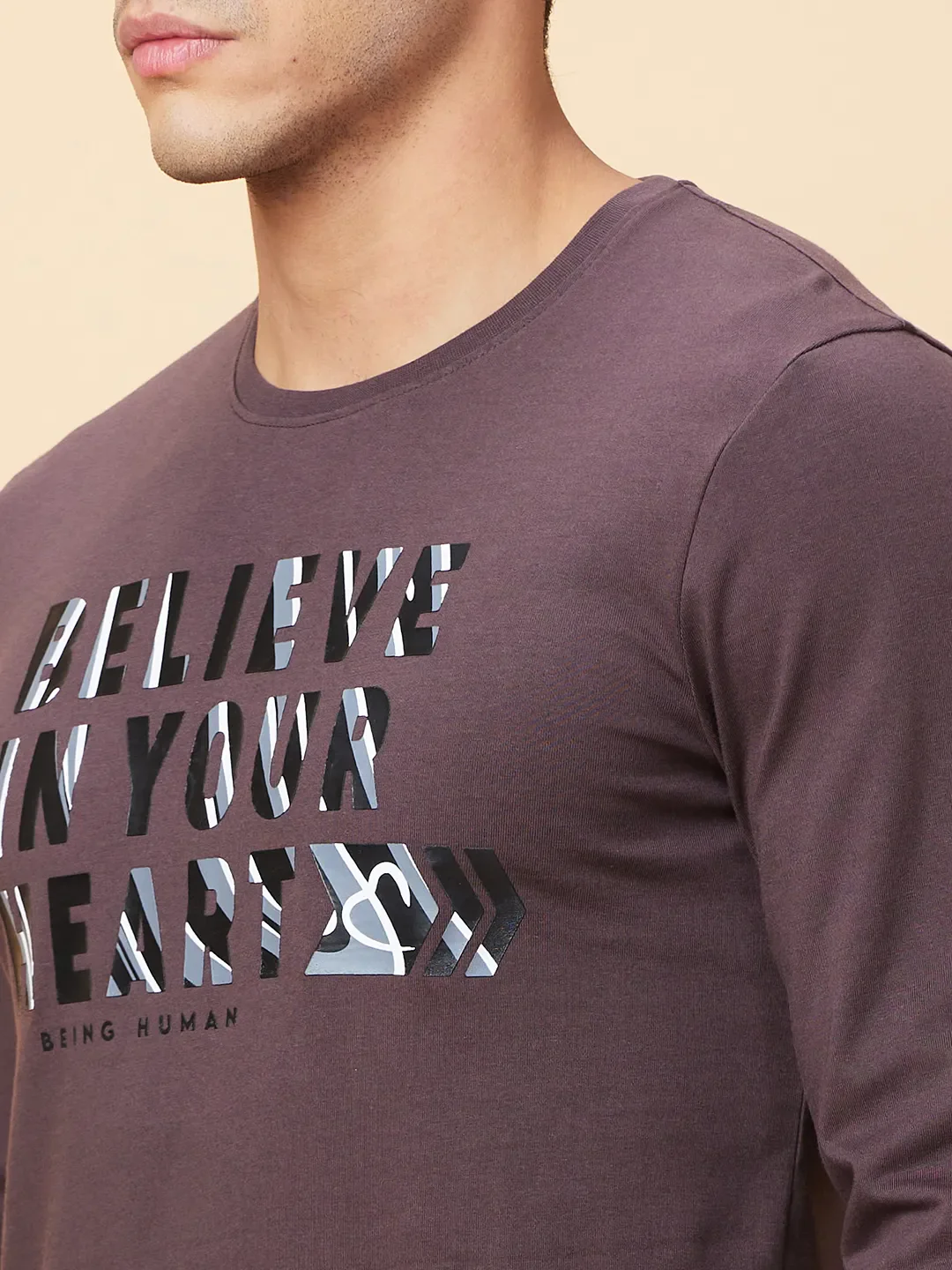 Coffee Regular Fit Round Neck Men's T-Shirt by Being Human Clothing - Image 5