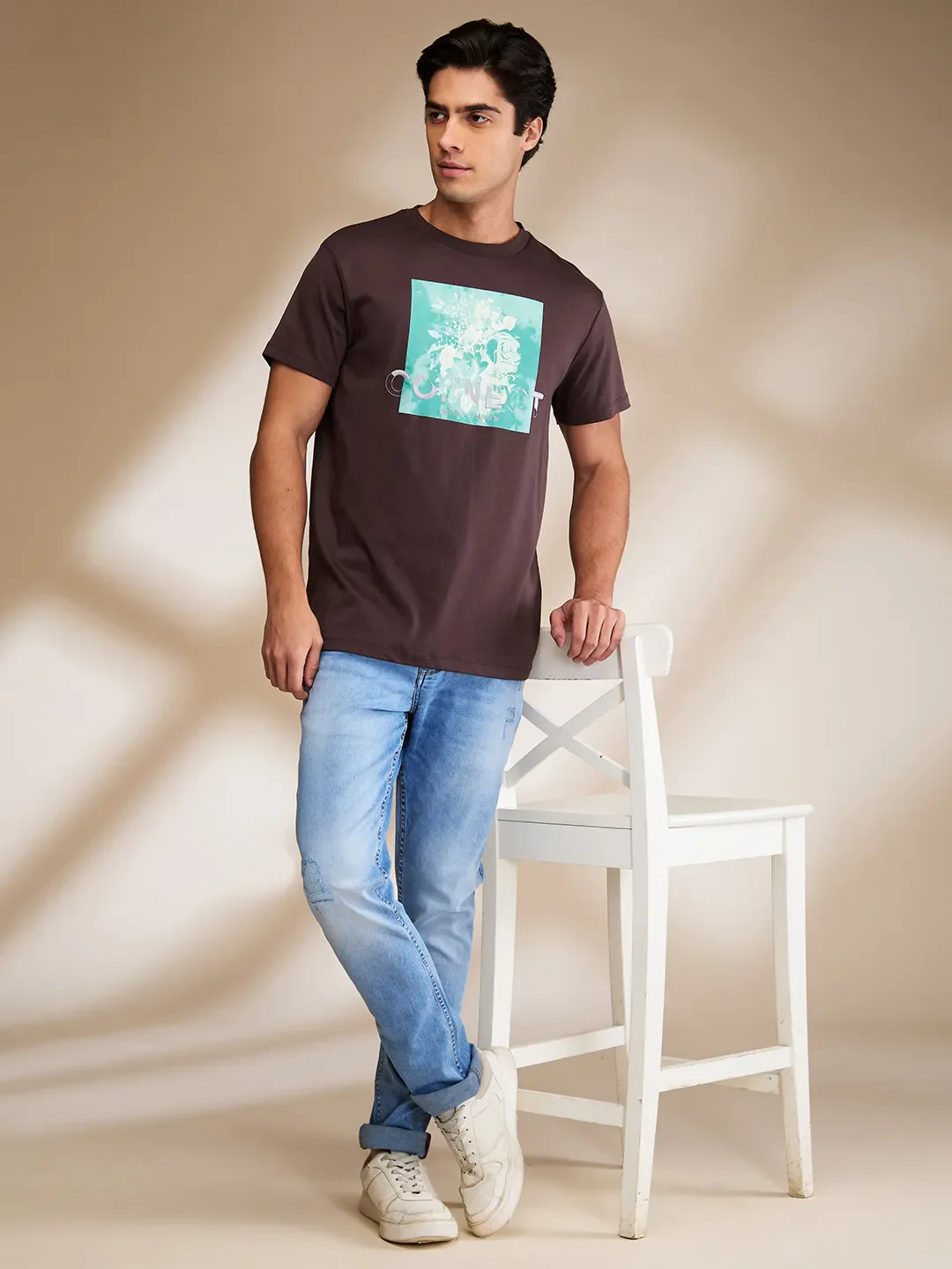 Brown Regular Fit Men's Short Sleeves T-Shirt by Being Human Clothing - Image 6