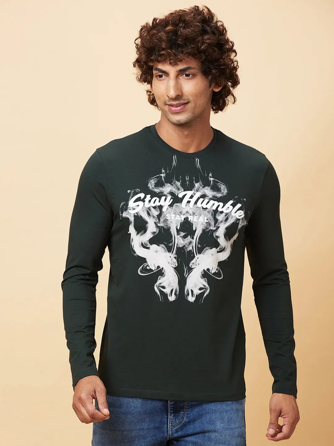 Deep Emerald Regular Fit Round Neck Men's T-Shirt by Being Human Clothing