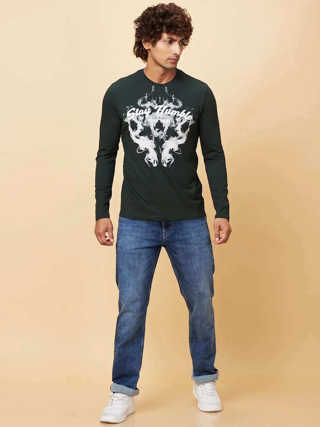 Deep Emerald Regular Fit Round Neck Men's T-Shirt by Being Human Clothing - Image 2