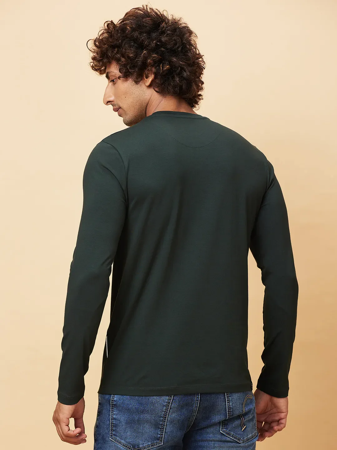 Deep Emerald Regular Fit Round Neck Men's T-Shirt by Being Human Clothing - Image 3