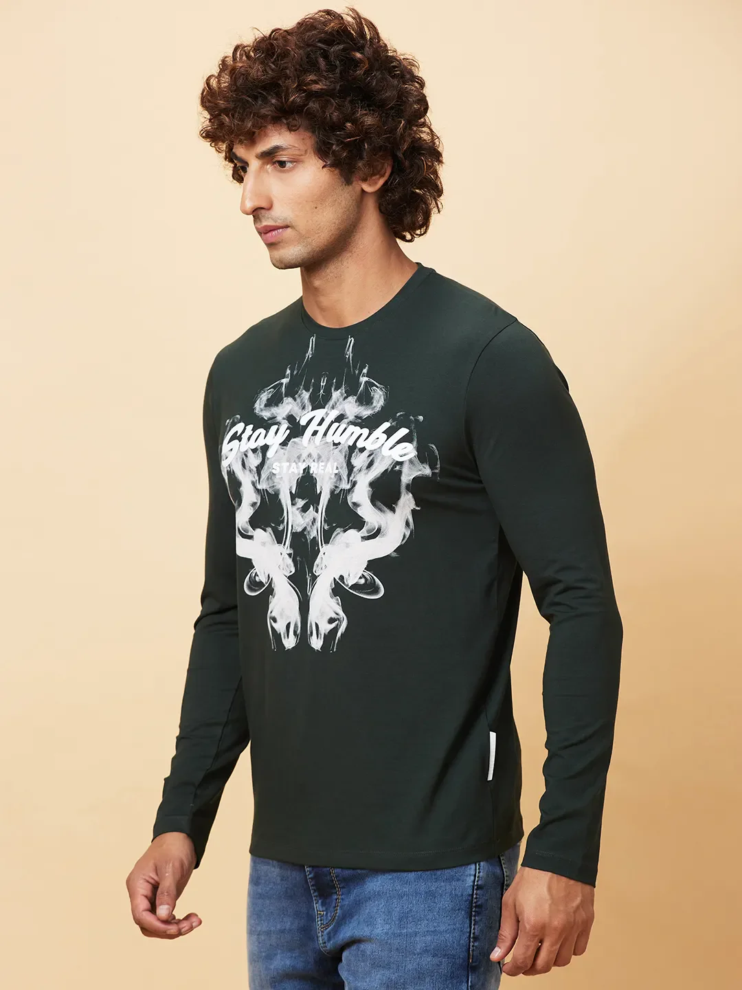 Deep Emerald Regular Fit Round Neck Men's T-Shirt by Being Human Clothing - Image 4