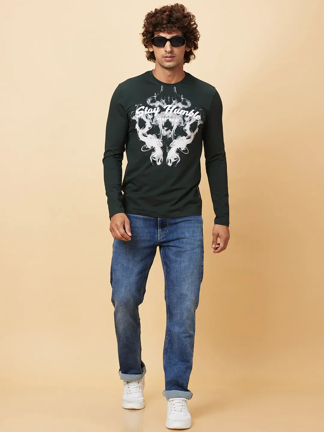 Deep Emerald Regular Fit Round Neck Men's T-Shirt by Being Human Clothing - Image 6