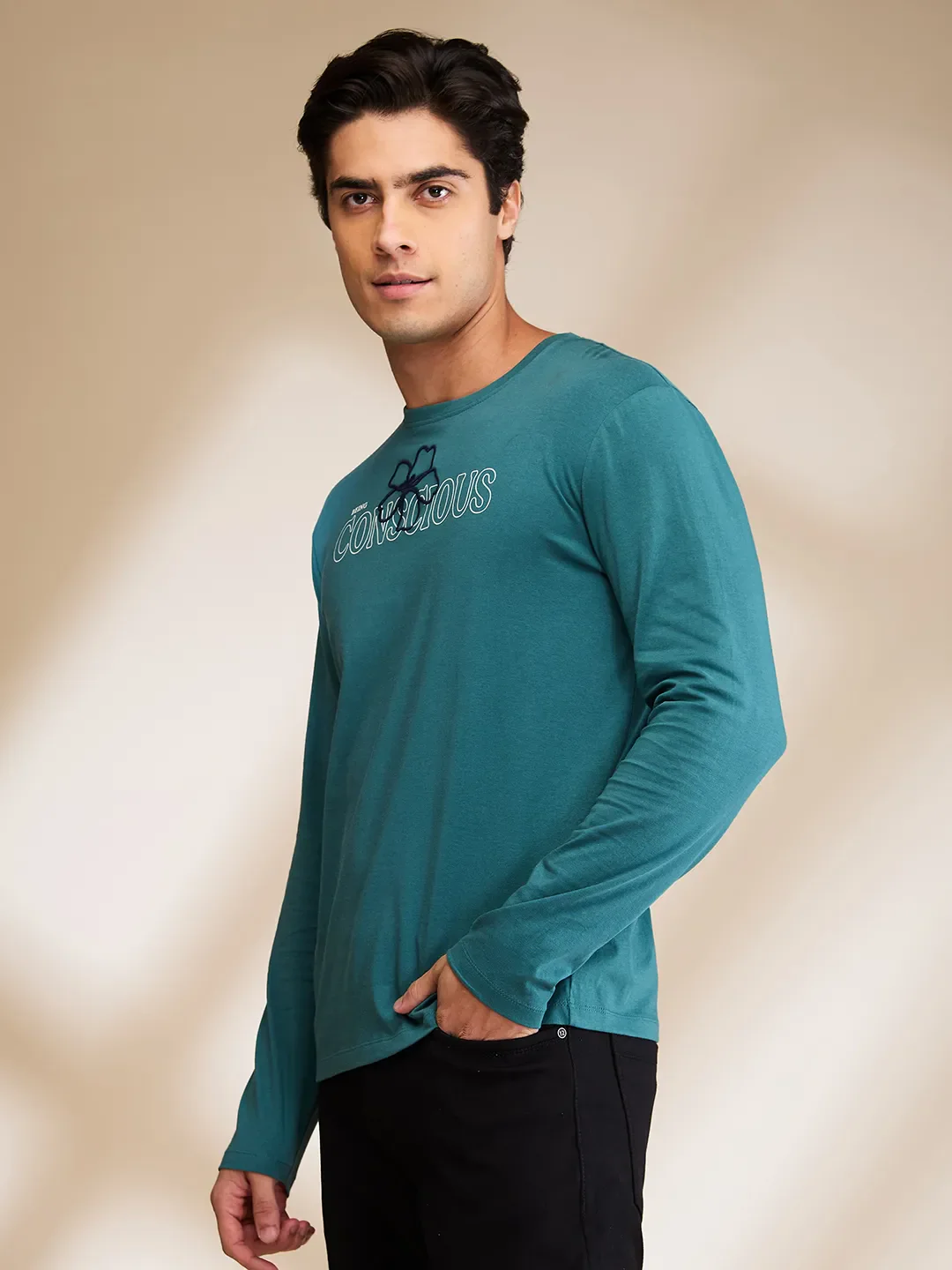 Deep Emerald Regular Fit Round Neck Men's T-Shirt by Being Human Clothing - Image 4