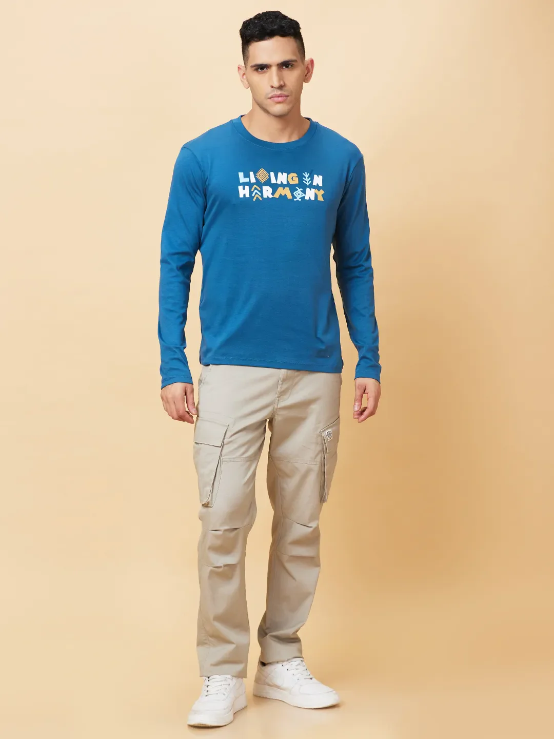 Deep Teal Regular Fit Round Neck Men's T-Shirt by Being Human Clothing - Image 2