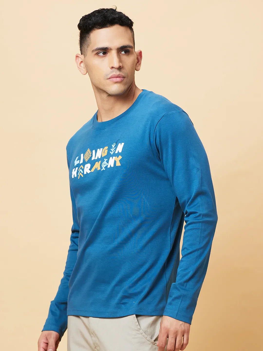 Deep Teal Regular Fit Round Neck Men's T-Shirt by Being Human Clothing - Image 4