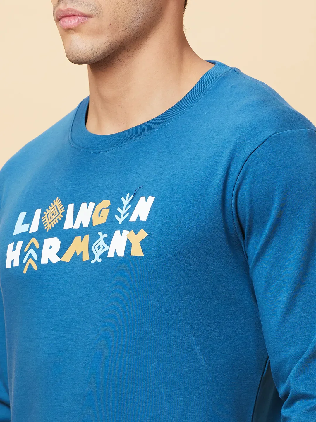Deep Teal Regular Fit Round Neck Men's T-Shirt by Being Human Clothing - Image 5