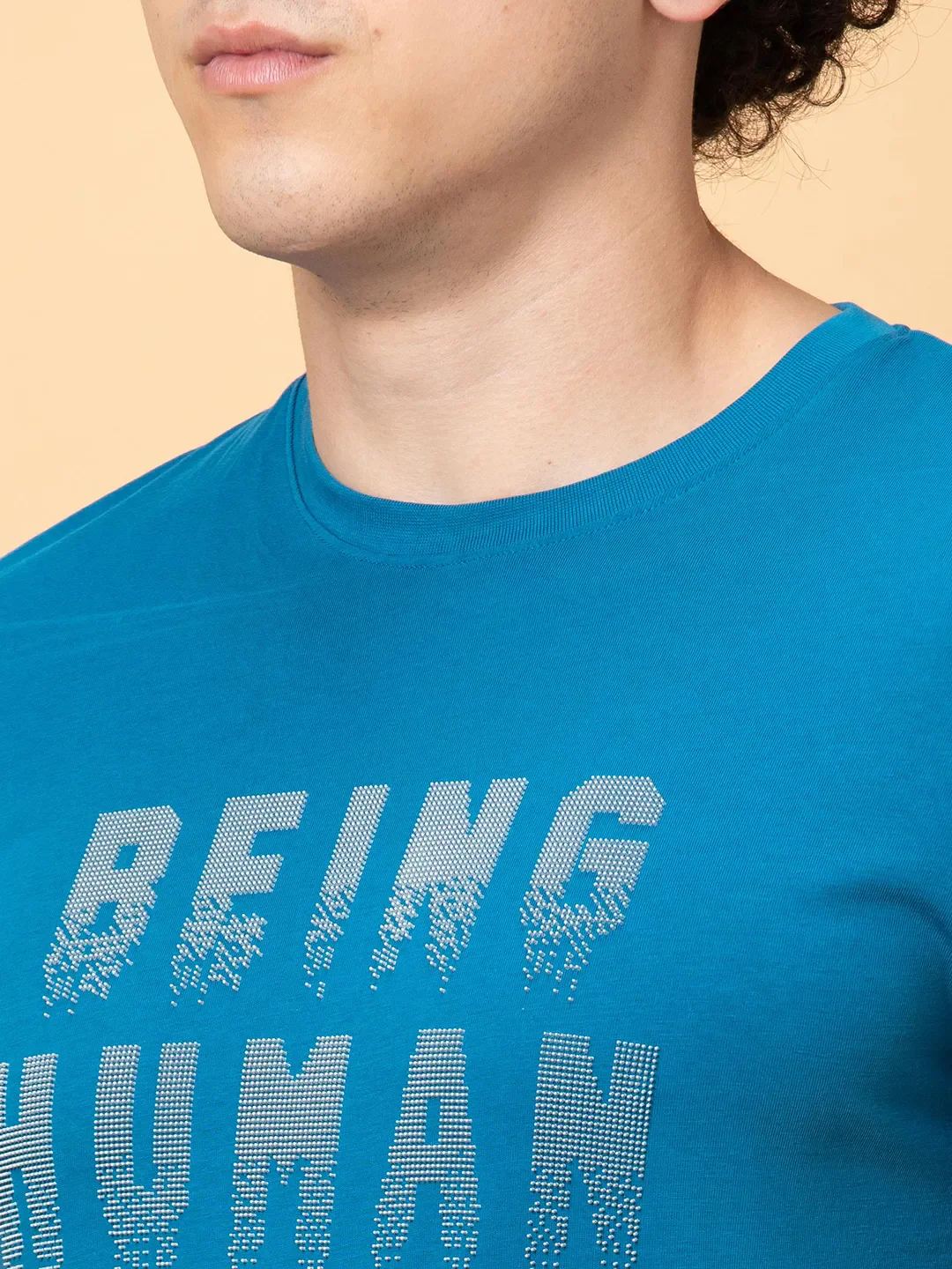 Deep Teal Regular Fit Round Neck Men's T-Shirt by Being Human Clothing - Image 5