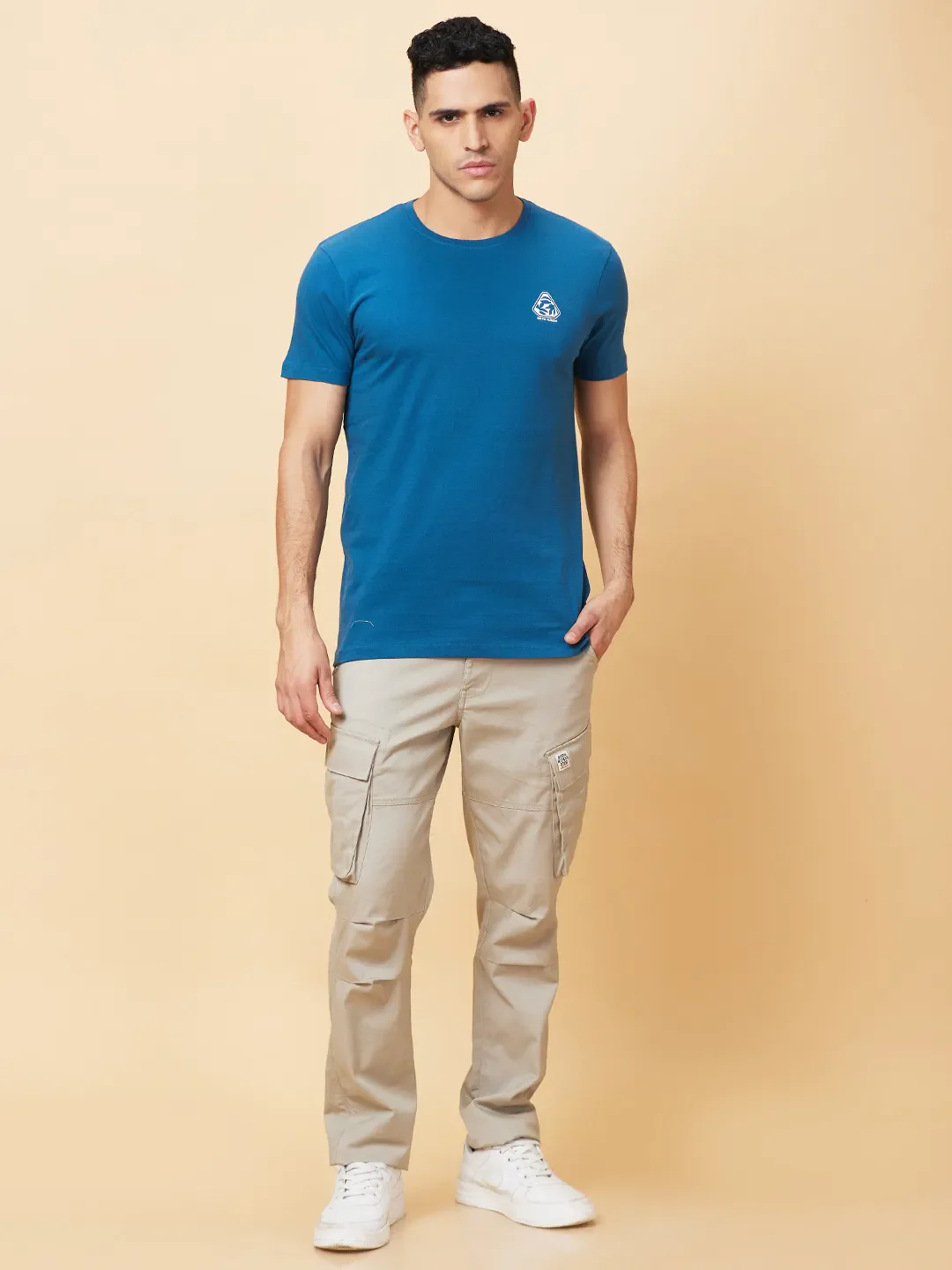 Deep Teal Regular Fit Round Neck Men's T-Shirt by Being Human Clothing - Image 2