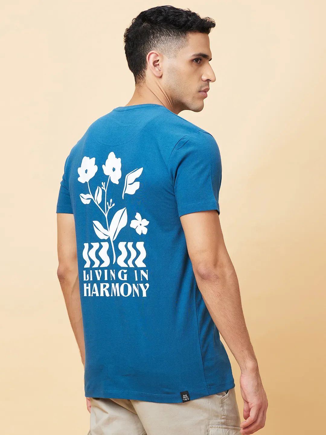 Deep Teal Regular Fit Round Neck Men's T-Shirt by Being Human Clothing - Image 3