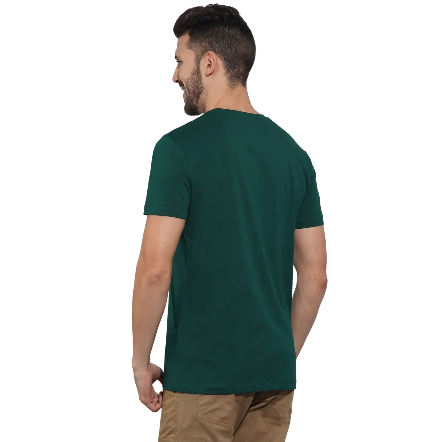 Dark Green Regular Fit Round Neck Men's T-Shirt by Being Human Clothing - Image 3