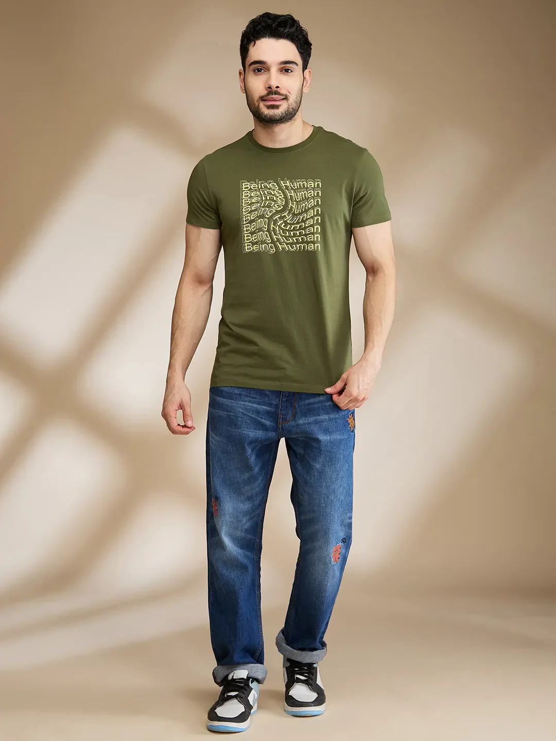 Dark Green Regular Fit Men's Short Sleeves T-Shirt by Being Human Clothing - Image 2