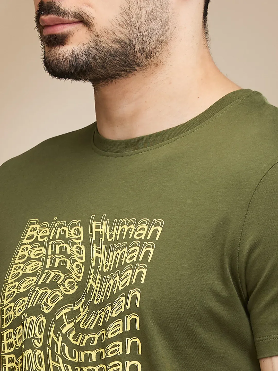 Dark Green Regular Fit Men's Short Sleeves T-Shirt by Being Human Clothing - Image 5