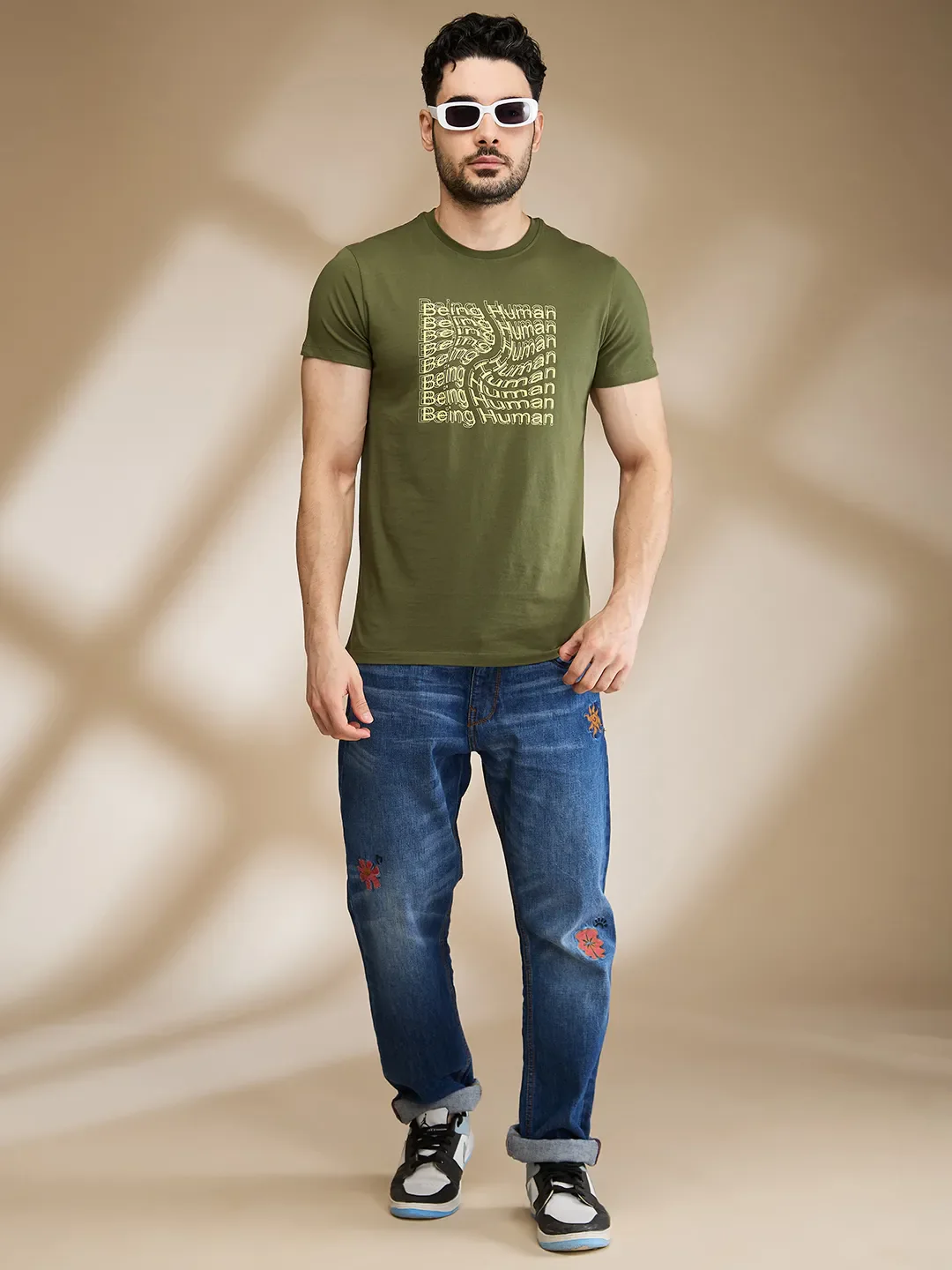 Dark Green Regular Fit Men's Short Sleeves T-Shirt by Being Human Clothing - Image 6