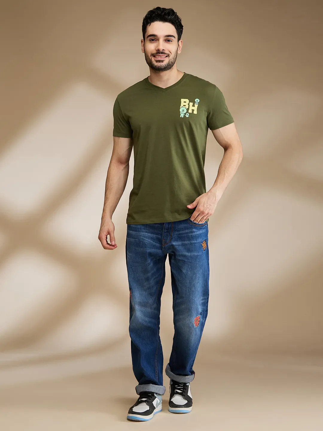Dark Green Regular Fit Men's Short Sleeves T-Shirt by Being Human Clothing - Image 2