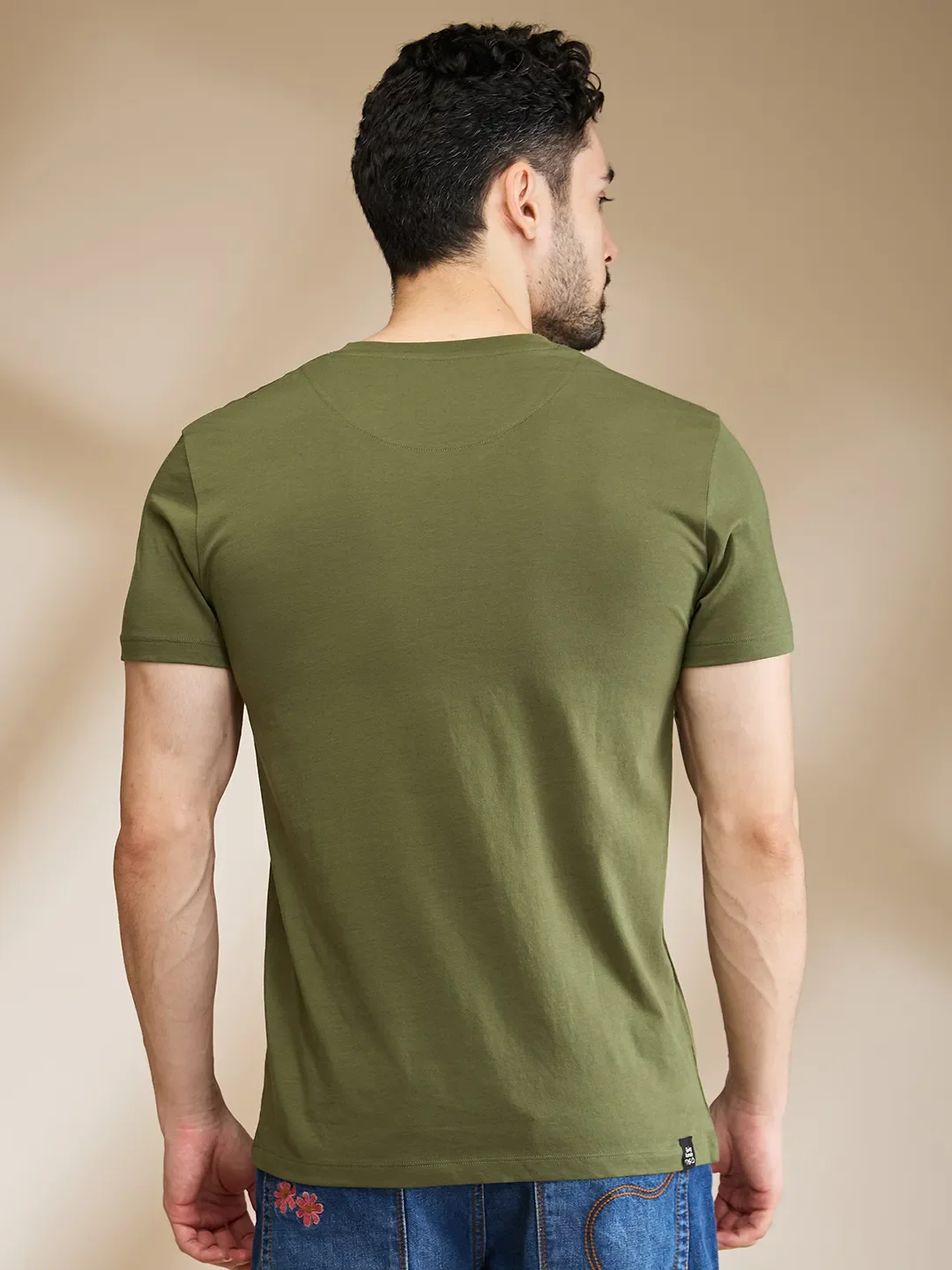 Dark Green Regular Fit Men's Short Sleeves T-Shirt by Being Human Clothing - Image 3