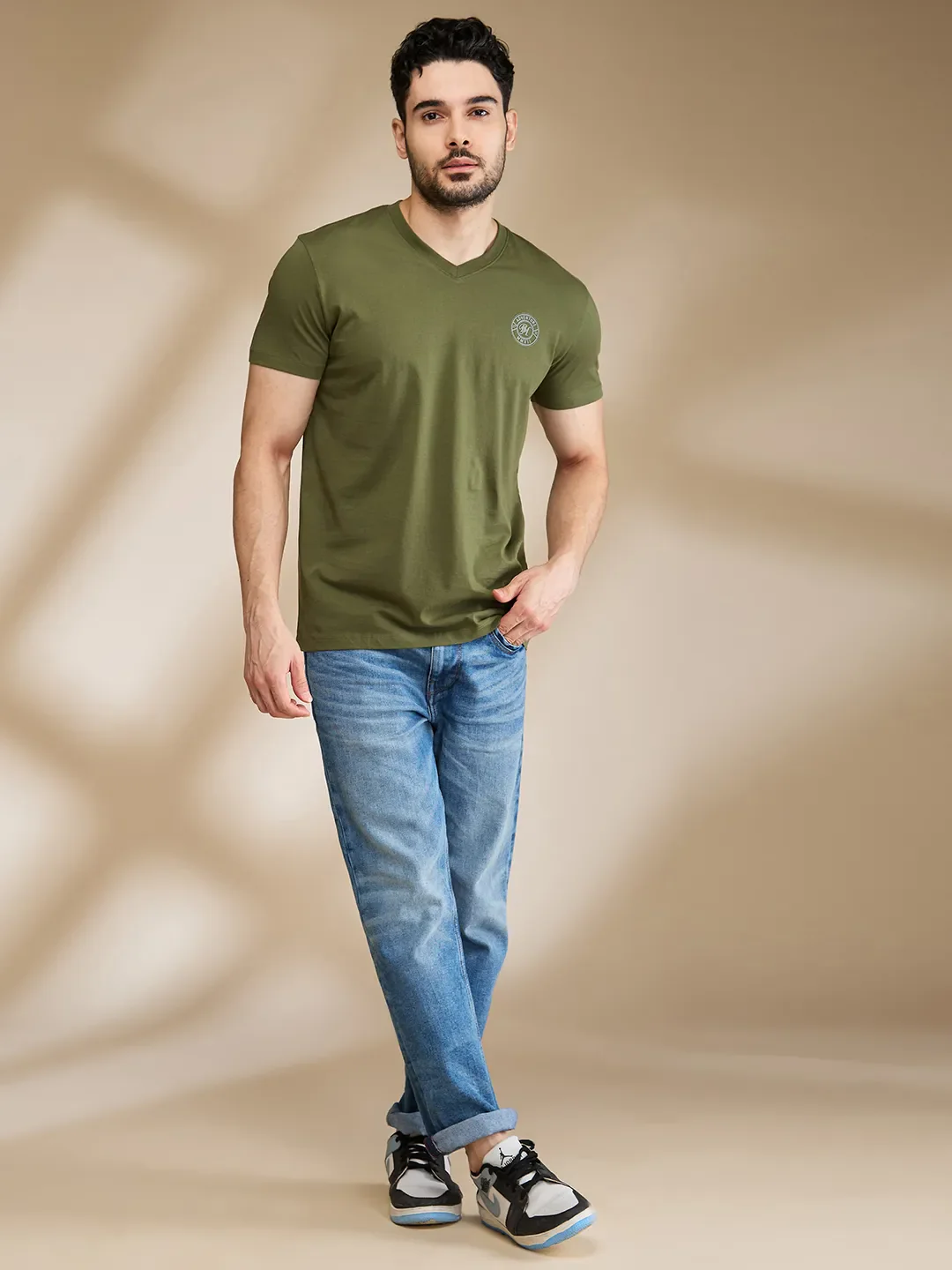 Dark Green Regular Fit Men's Short Sleeves T-Shirt by Being Human Clothing - Image 2