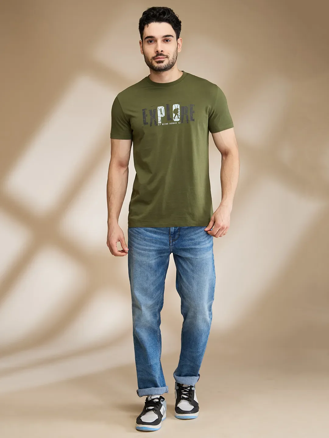 Dark Green Regular Fit Men's Short Sleeves T-Shirt by Being Human Clothing - Image 2
