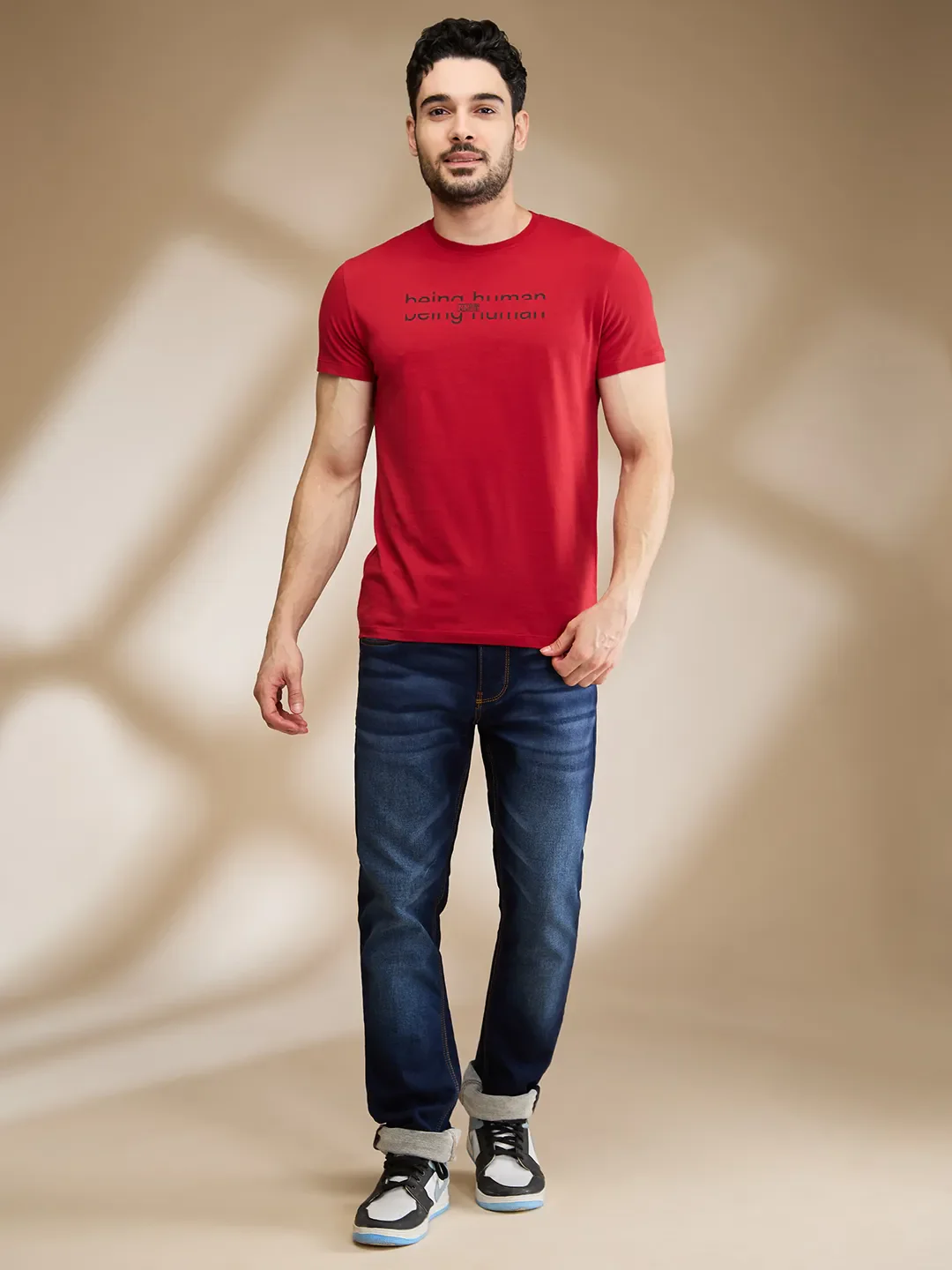 Red Regular Fit Men's Short Sleeves T-Shirt by Being Human Clothing - Image 2