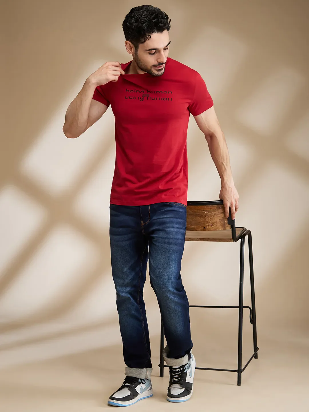 Red Regular Fit Men's Short Sleeves T-Shirt by Being Human Clothing - Image 6