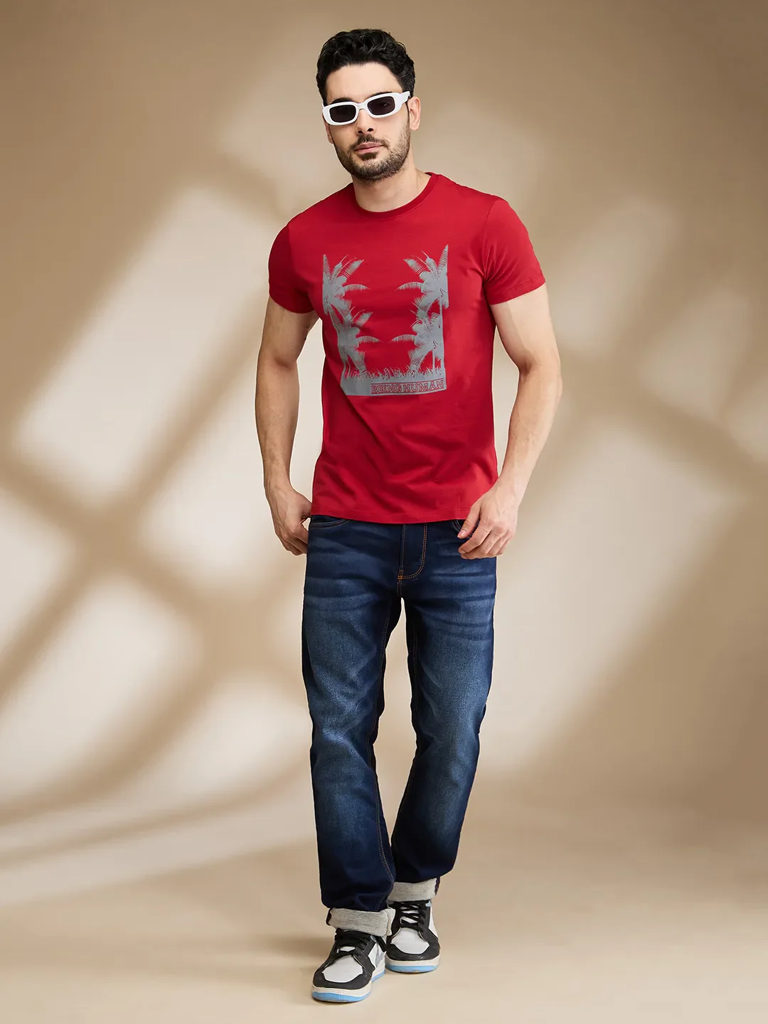 Red Regular Fit Men's Short Sleeves T-Shirt by Being Human Clothing - Image 6