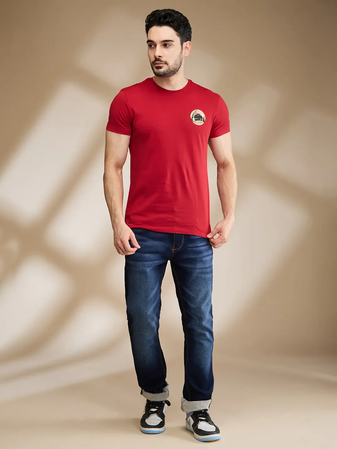 Red Regular Fit Men's Short Sleeves T-Shirt by Being Human Clothing - Image 2