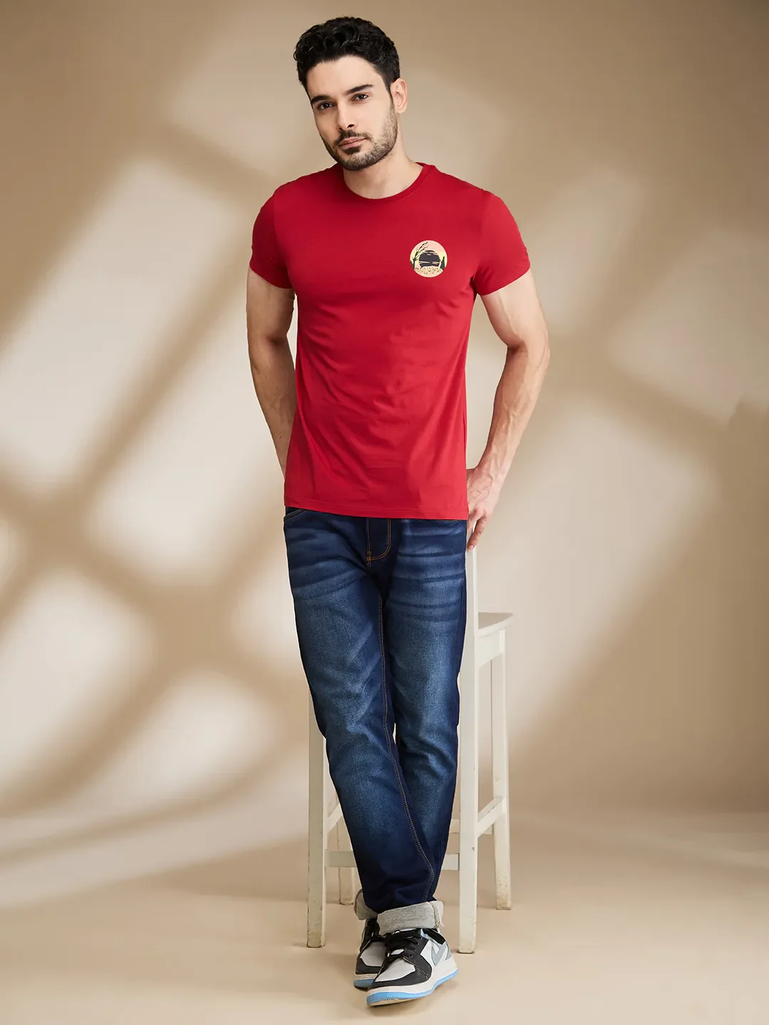 Red Regular Fit Men's Short Sleeves T-Shirt by Being Human Clothing - Image 6
