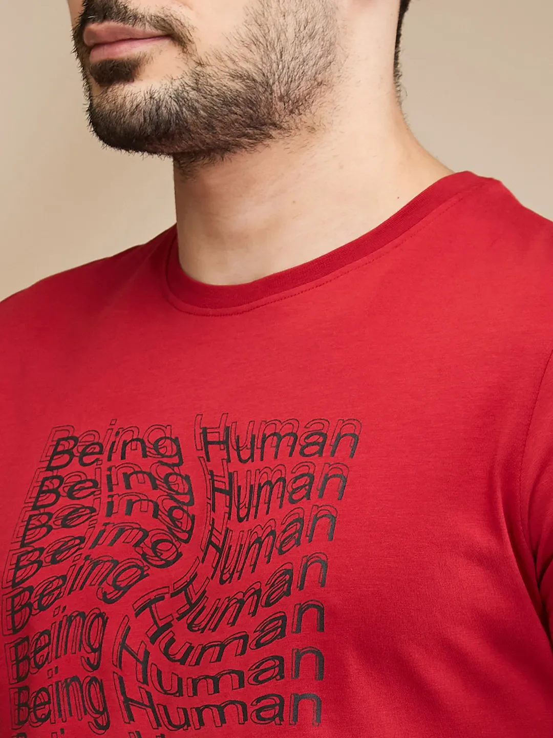 Red Regular Fit Men's Short Sleeves T-Shirt by Being Human Clothing - Image 5