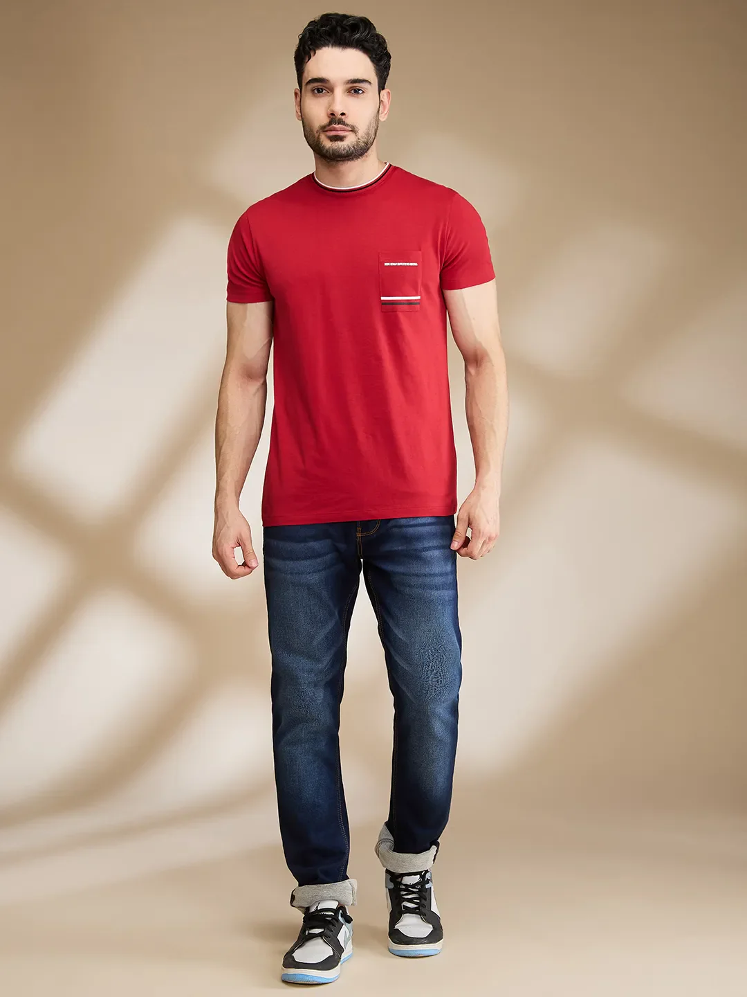Red Regular Fit Men's Short Sleeves T-Shirt by Being Human Clothing - Image 2
