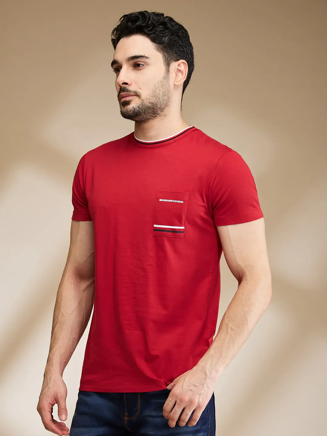 Red Regular Fit Men's Short Sleeves T-Shirt by Being Human Clothing - Image 4